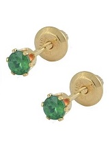 great teensy gold green birthstone earrings for babies and kids